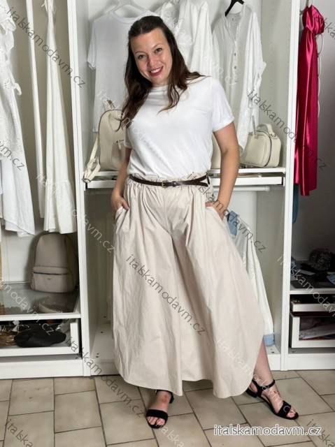 Kalhoty letní s páskem dámské (S/M/L ONE SIZE) ITALSKÁ MÓDA IMSM265056/DUR S/M/L béžová