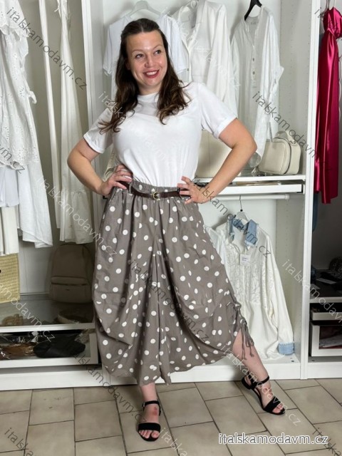 Kalhoty puntíkaté s páskem dámské (S/M/L ONE SIZE) ITALSKÁ MÓDA IMSM265057/DUR