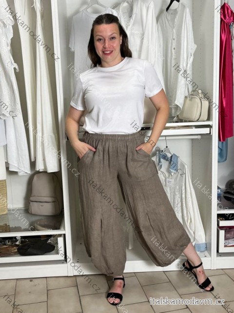 Kalhoty letní lněné dámské (S/M/L ONE SIZE) ITALSKÁ MÓDA IMSM265060/DUR