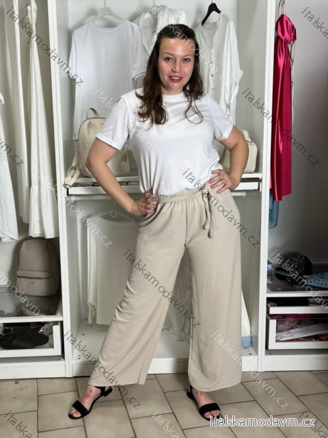 Kalhoty dlouhé letní dámské (S/M/L ONE SIZE) ITALSKÁ MÓDA IMC26061/DUR S/M/L béžová