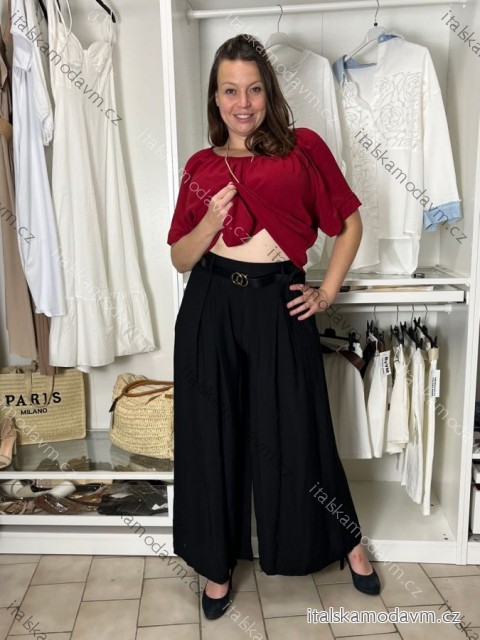 Kalhoty letní s páskem dámské (S/M/L ONE SIZE) ITALSKÁ MÓDA IMSM265062/DUR S/M/L Černá