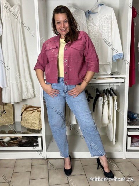 Bunda lehká oversize dlhý rukáv dámska WIVI (S/M/L /XL ONE SIZE) TALIANSKA MÓDA IMWBG260001/DUR S/M/L tmavo staroružová