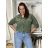 Bunda lehká oversize dlhý rukáv dámska WIVI (S/M/L /XL ONE SIZE) TALIANSKA MÓDA IMWBG260001/DUR S/M/L zelená khaki