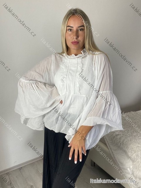 Tunika elegantní dlouhý rukáv dámska (S/M/L ONE SIZE) TALIANSKA MODA IMSM26000333/DUR S/M/L biela