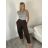 Kalhoty letní s páskem dámské ROMI  (S/M/L ONE SIZE) ITALSKÁ MÓDA IM4260013565/DUR S/M/L tmavě hnědá