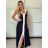 Šaty dlouhé letní na ramínka dámské SIMONE (S/M/L ONE SIZE) ITALSKÁ MÓDA IMPOC259655/DUR S/M/L Černá