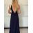 Šaty dlouhé letní na ramínka dámské SIMONE (S/M/L ONE SIZE) ITALSKÁ MÓDA IMPOC259655/DUR S/M/L Černá