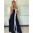 Šaty dlouhé letní na ramínka dámské SIMONE (S/M/L ONE SIZE) ITALSKÁ MÓDA IMPOC259655/DUR S/M/L Černá