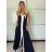 Šaty dlouhé letní na ramínka dámské SIMONE (S/M/L ONE SIZE) ITALSKÁ MÓDA IMPOC259655/DUR S/M/L Černá