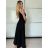 Šaty dlouhé letní na ramínka dámské SIMONE (S/M/L ONE SIZE) ITALSKÁ MÓDA IMPOC259655/DUR S/M/L Černá