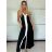 Šaty dlouhé letní na ramínka dámské SIMONE (S/M/L ONE SIZE) ITALSKÁ MÓDA IMPOC259655/DUR S/M/L Černá