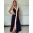Šaty dlouhé letní na ramínka dámské SIMONE (S/M/L ONE SIZE) ITALSKÁ MÓDA IMPOC259655/DUR S/M/L Černá