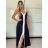 Šaty dlouhé letní na ramínka dámské SIMONE (S/M/L ONE SIZE) ITALSKÁ MÓDA IMPOC259655/DUR S/M/L Černá