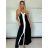 Šaty dlouhé letní na ramínka dámské SIMONE (S/M/L ONE SIZE) ITALSKÁ MÓDA IMPOC259655/DUR S/M/L Černá