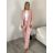 Souprava/komplet elegantní sako a kalhoty dlouhé dámská (S/M ONE SIZE) ITALSKÁ MÓDA IMD23162/DUR S/M růžová světlá