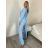 Súprava/komplet elegantné sako a nohavice dlhé dámska (S/M ONE SIZE) TALIANSKA MÓDA IMD23162/DUR S / M svetlo modrá