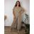Overal dlouhý elegantní krátký rukáv dámský nadrozměr ALANA (52/54/56/58 ONE SIZE) ITALSKÁ MÓDA IM426177/DUR 52/54/56 Černá