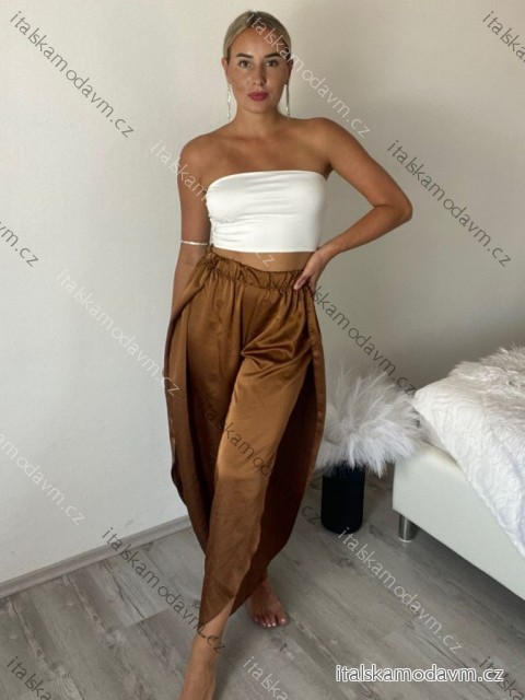 Kalhoty harémky letní dlouhé dámské (S/M ONE SIZE) ITALSKÁ MÓDA IMM239535UN/DUR -   hnědá -   S/M