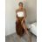 Kalhoty harémky letní dlouhé dámské (S/M ONE SIZE) ITALSKÁ MÓDA IMM239535UN/DUR -   hnědá -   S/M