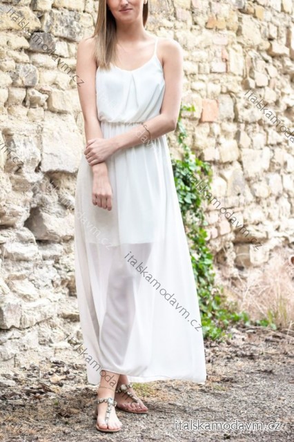 Šaty dlouhé letní šifonové na ramínka dámské (S/M ONE SIZE) ITALSKÁ MÓDA IM421913/DR S/M one size zelená