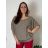 Halenka tunika krátký rukáv dámská nadrozměr (2XL/3XL) ITALSKÁ MÓDA IMD23343/DU tm. hnědá 2Xl/3XL