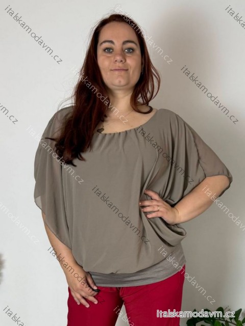 Halenka tunika krátký rukáv dámská nadrozměr (2XL/3XL) ITALSKÁ MÓDA IMD23343/DU