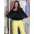Halenka tunika krátký rukáv dámská nadrozměr (2XL/3XL) ITALSKÁ MÓDA IMD23343/DU tm. hnědá 2Xl/3XL
