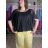 Halenka tunika krátký rukáv dámská nadrozměr (2XL/3XL) ITALSKÁ MÓDA IMD23343/DU tm. hnědá 2Xl/3XL