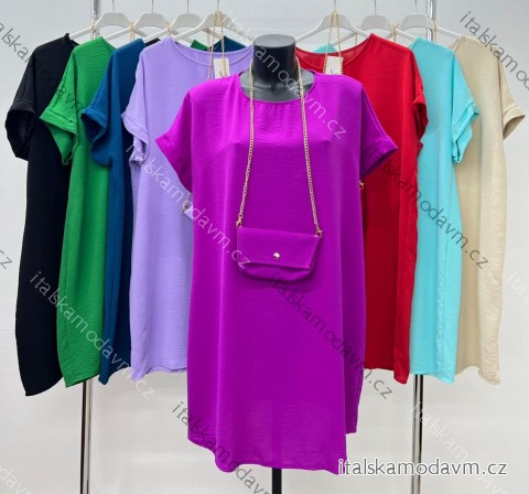 Šaty krátky rukáv s kabelkou dámske nadrozmer (48/50/52 ONE SIZE) TALIANSKA MÓDA IM424371