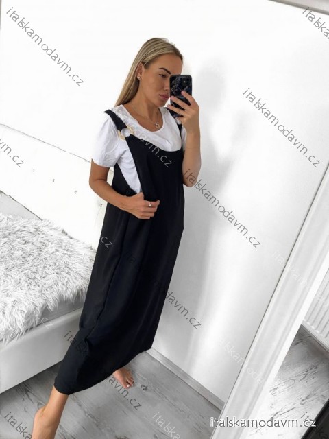 Šaty na ramienka tričko krátky rukáv dámske nadrozmer (48/50 ONE SIZE) TALIANSKA MÓDA IM424037BIG