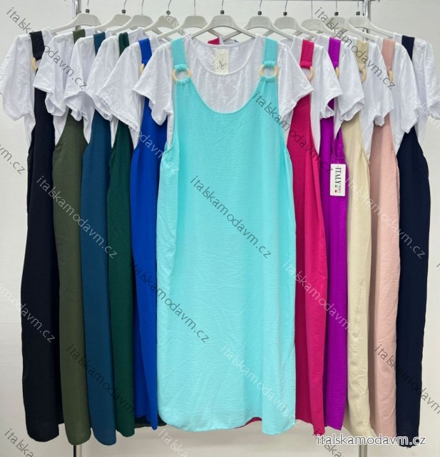 Šaty na ramienka tričko krátky rukáv dámske nadrozmer (48/50/52 ONE SIZE) TALIANSKA MÓDA IM424382
