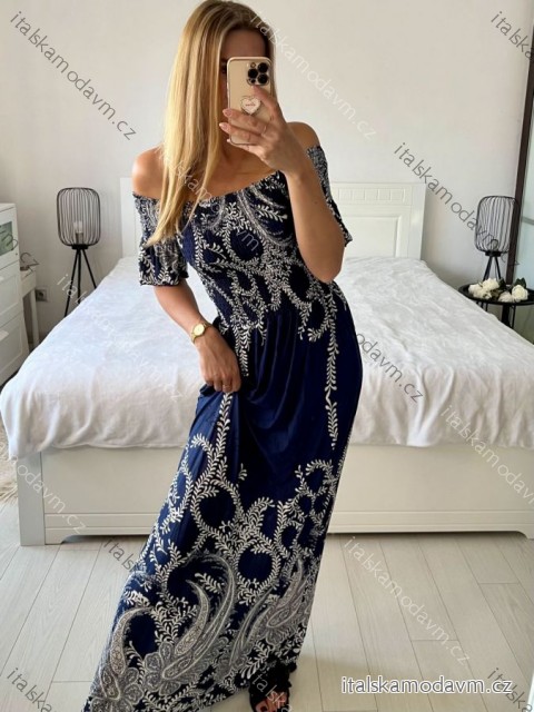 Šaty dlhé carmen elegantný icecool krátky rukáv dámske (M/L, XL/2XL) AINUOSI TALIANSKA MODA IMB247011/DUR