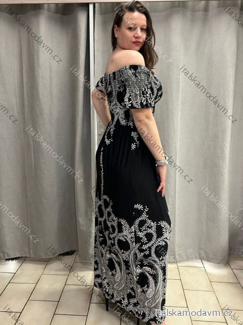 Šaty dlhé carmen elegantný icecool krátky rukáv dámske (M/L, XL/2XL) AINUOSI TALIANSKA MODA IMB247011/DUR -   čierna -   XL/2XL