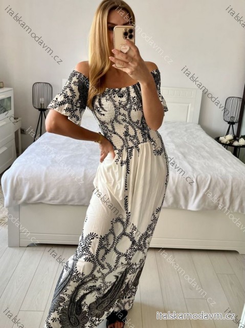 Šaty dlhé carmen elegantný icecool krátky rukáv dámske (M/L, XL/2XL) AINUOSI TALIANSKA MODA IMB247011/DUR -   biela -   XL/2XL