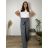 Kalhoty dlouhé letní dámské nadrozměr DANIELLA (52/54/56 ONE SIZE) ITALSKÁ MÓDA IM425DANIELLA/DUR béžová 52/54/56