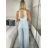 Nohavice dlhé letné dámske ALAIA (S/M/L ONE SIZE) TALIANSKA MÓDA IM425299/DUR tm. modrá S/M/L