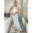 Nohavice dlhé letné dámske ALAIA (S/M/L ONE SIZE) TALIANSKA MÓDA IM425299/DUR tm. modrá S/M/L