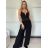 Nohavice dlhé letné dámske ALAIA (S/M/L ONE SIZE) TALIANSKA MÓDA IM425299/DUR tm. modrá S/M/L