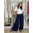 Nohavice dlhé letné dámske ALAIA (S/M/L ONE SIZE) TALIANSKA MÓDA IM425299/DUR tm. modrá S/M/L