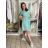 Šaty krátké letní krátký rukáv dámské (S/M/L ONE SIZE) ITALSKÁ MÓDA IMD250003/DUR mintová S/M/L