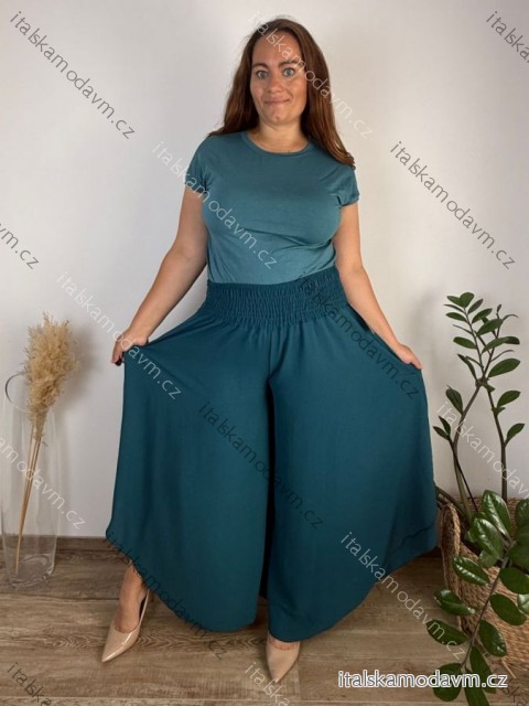 Nohavice letné háremky dlhé dámske nadrozměr TAMARA (48/50/52 ONE SIZE) TALIANSKA MÓDA IMC2600012/DUR petrolejová 48/50/52