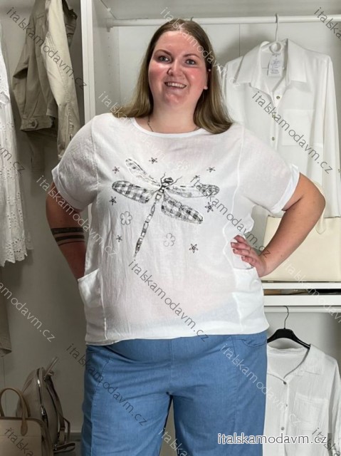 Tunika krátký rukáv dámska nadrozměr  (54/56/58 ONE SIZE) TALIANSKA MÓDA IMB260002