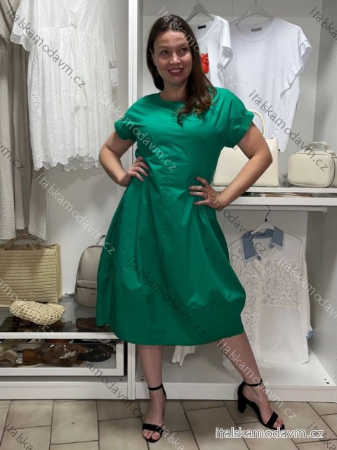 Šaty letní elegantní krátký rukáv dámské (S/M/L ONE SIZE) ITALSKÁ MÓDA IM526023157