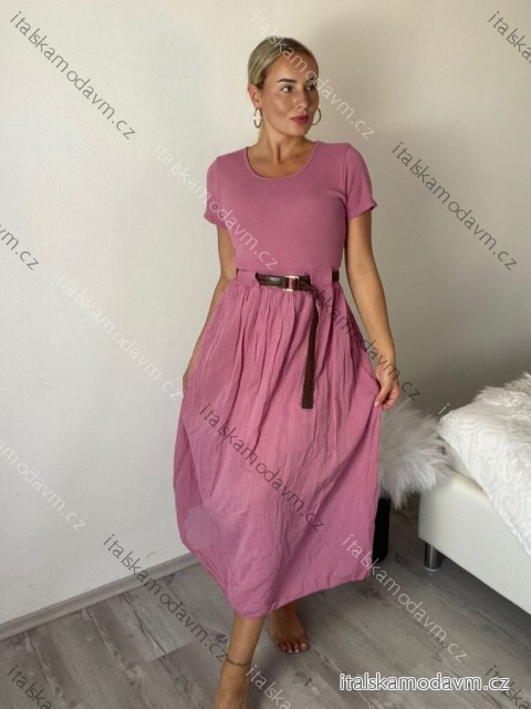 Šaty volnočasové letní krátký rukáv dámské (S/M/L ONE SIZE) ITALSKÁ MÓDA IMSM26301/DUR