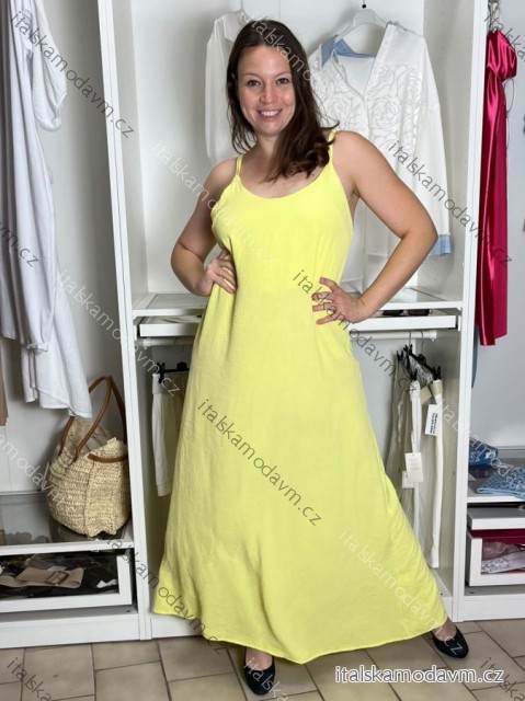 Šaty dlouhé letní na ramínka dámské NATALI (S/M ONE SIZE) ITALSKÁ MÓDA IMM2658098/DUR S/M/L žlutá