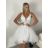 Šaty krátké svatební společenské na ramínka dámské (S/M ONE SIZE) ITALSKÁ MÓDA IMM23M50176B/DUR S/M bílá