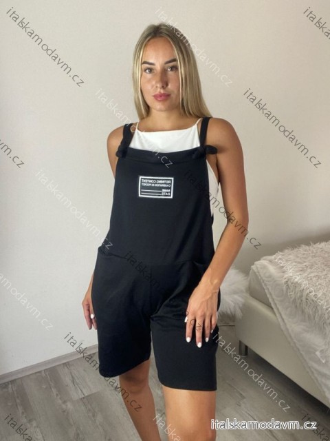 Kalhoty teplákové krátké s laclem dámské (S/M/L ONE SIZE) ITALSKÁ MÓDA IMC26001358/DUR S/M/L Černá