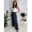 Nohavice dlhé letné dámske ALAIA (S/M/L ONE SIZE) TALIANSKA MÓDA IM425299/DUR tm. modrá S/M/L