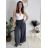 Nohavice dlhé letné dámske ALAIA (S/M/L ONE SIZE) TALIANSKA MÓDA IM425299/DUR tm. modrá S/M/L
