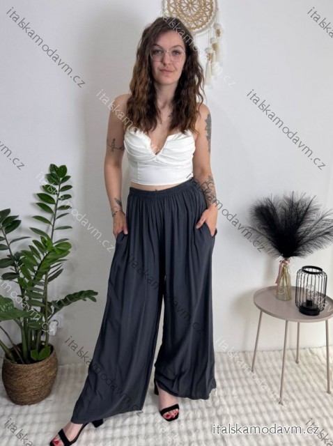 Nohavice dlhé letné dámske ALAIA (S/M/L ONE SIZE) TALIANSKA MÓDA IM425299/DUR tmavě šedá S/M/L